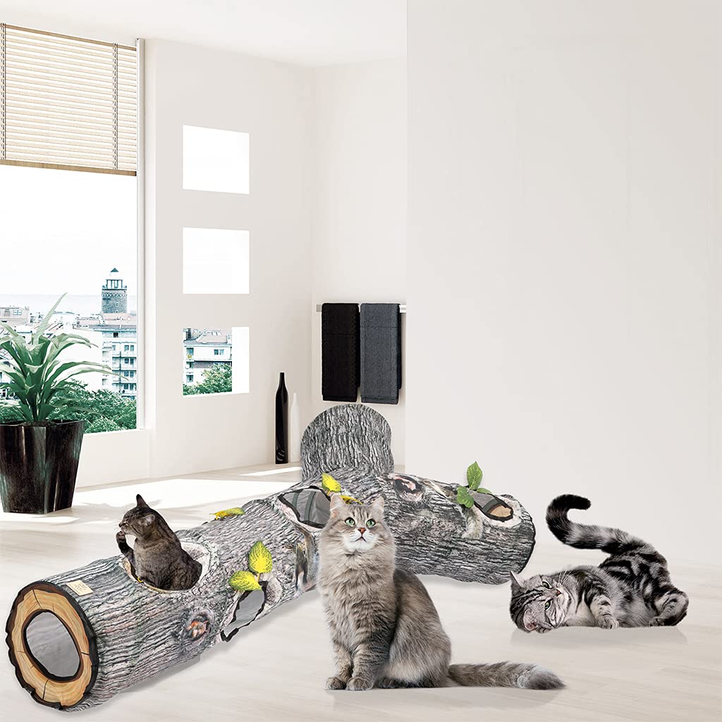 Katzenspielzeug,3-Wege Katzentunnel,Faltbar Katze Spieltunnel,Interactive Tunnel Tube Für Kätzchen, Welpen, Kaninchen, Kleine Hunde,150x65x25cm
