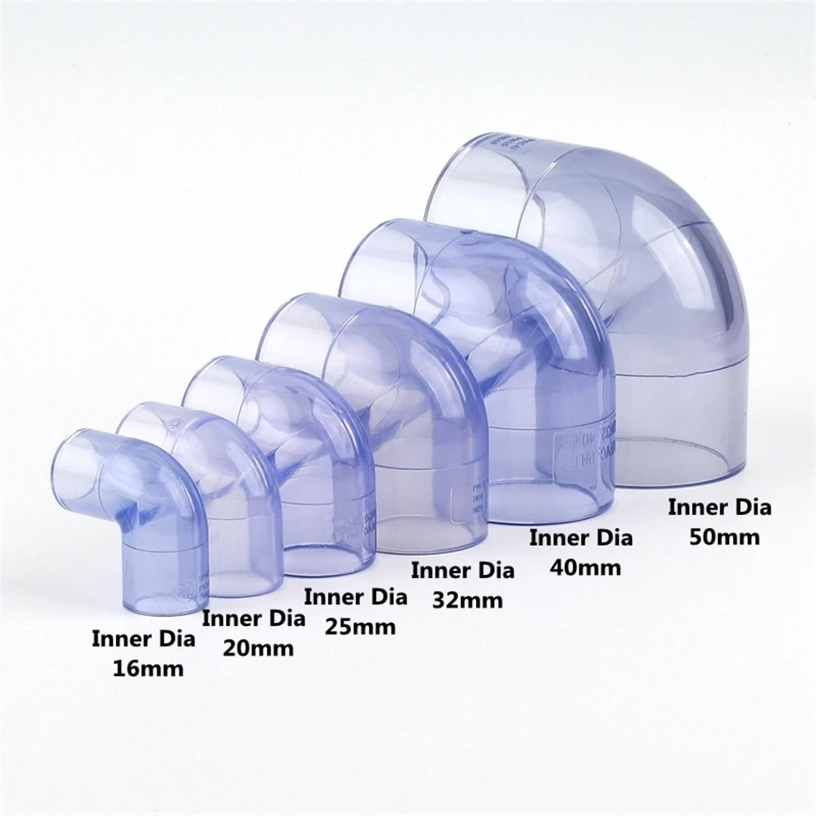 Raccord de Tuyau de Jardin Connecteur coudé Transparent en PVC de 16 à 63 mm for réservoir d'irrigation de Jardin, raccords de tuyaux d'eau de diamètre égal en PVC(Inner Dia 40mm)