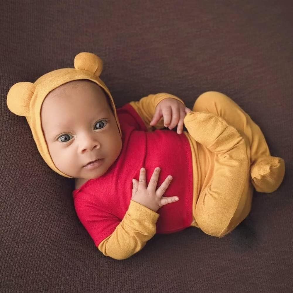 Newborn Photography Baby Photo Shoot Props Bear Boys Girls Cap hat and Footie Romper Suit Outfit Set - Image 3