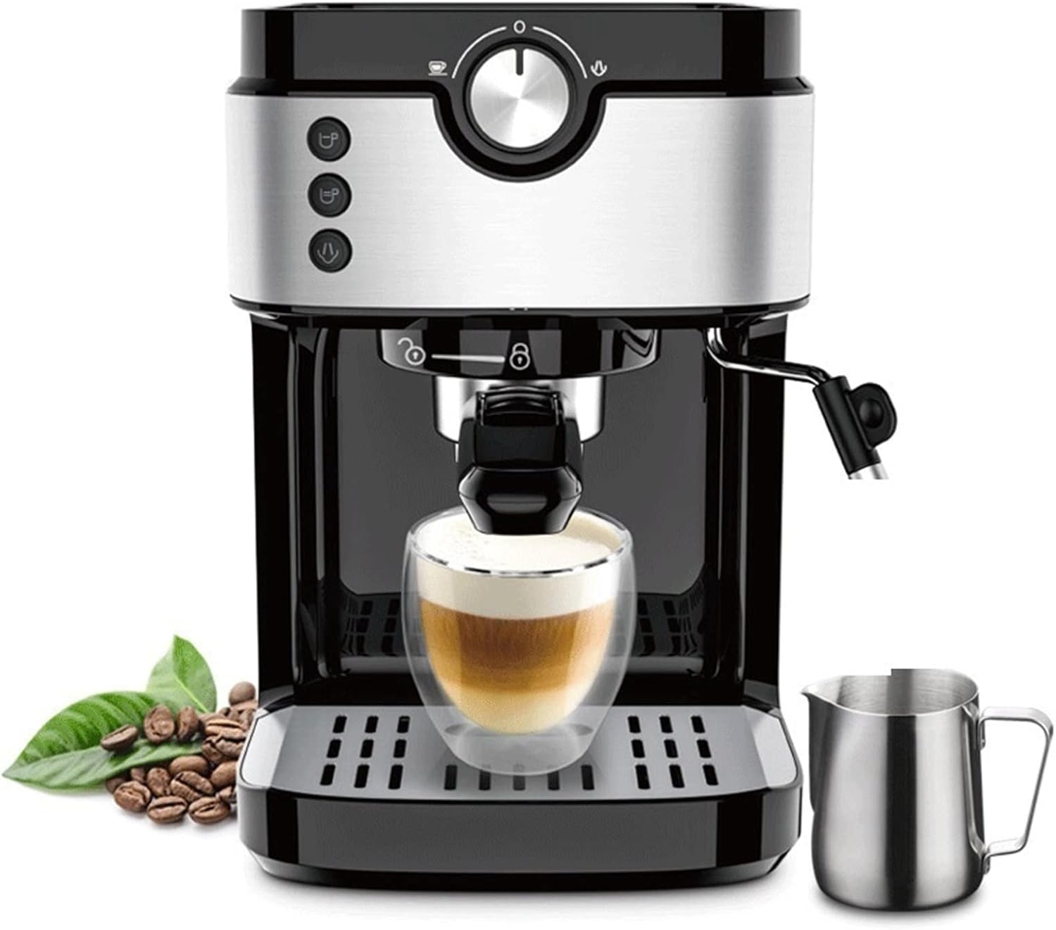 Amazon.co.jp IEASEkfj Coffee Machine エスプレッソ、ラテ、モカ、カプチーノ用のミルク泡立て器を備えた