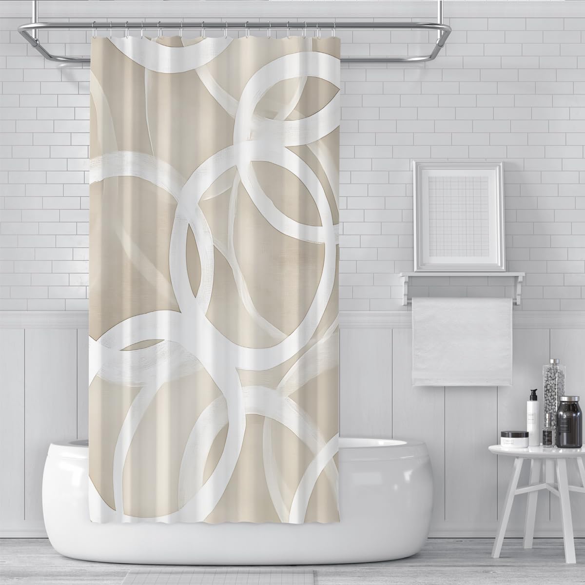 Cortina Ducha círculos geométricos Deco baño W150xL200 cm