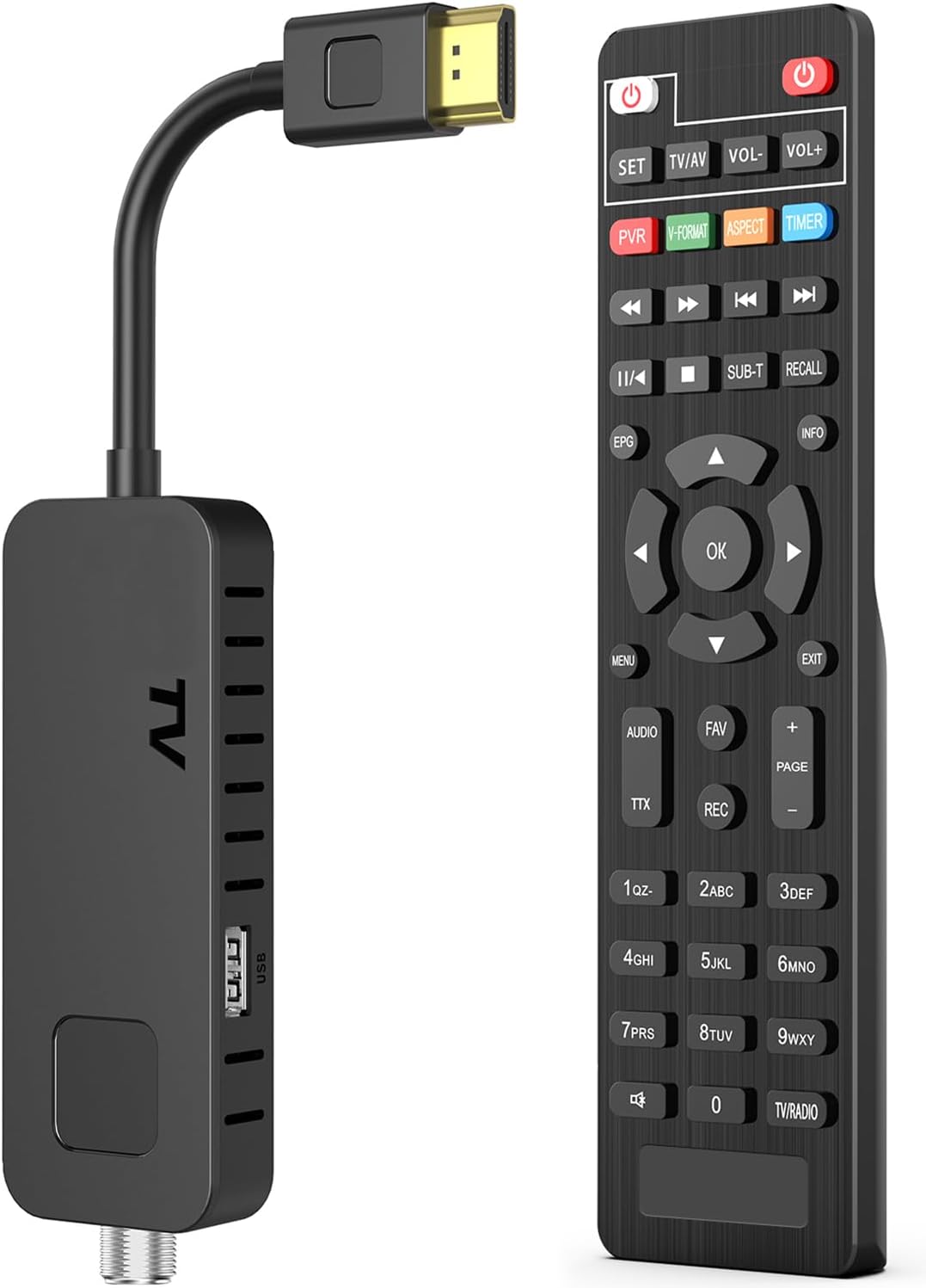 Dvb-S/S2 Satellite Receiver - Nano Hdmi Full Hd 1080P Tv Stick [Hidden Behind Tv] Usb2.0 Media Player And Pvr Recorder [2-In-1 Controls] [Astra Hotbird Pre-Installation]