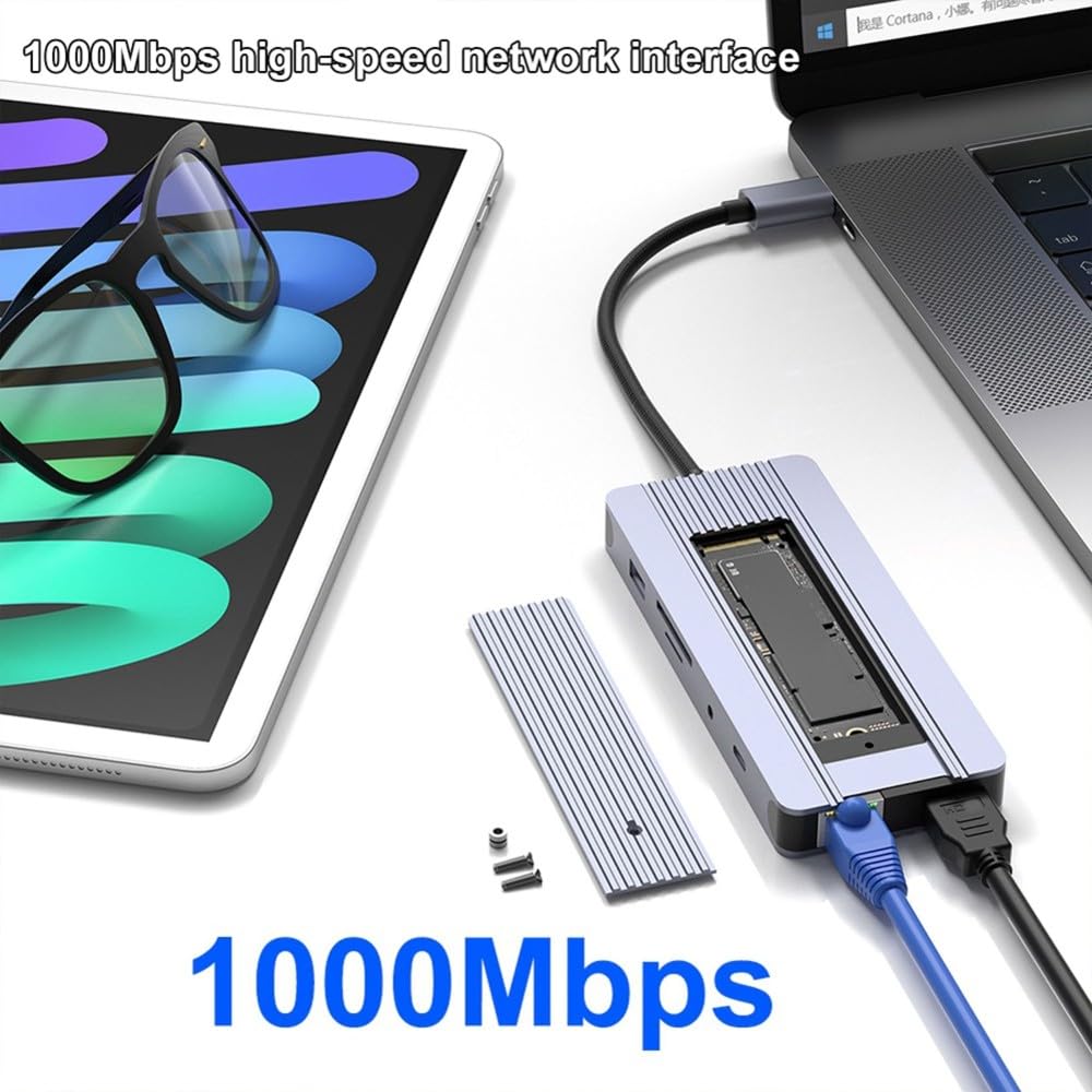 12 w 1 M.2 SSD USB C HUB 12 w 1 SSD USB C HUB stacja dokująca 4K 60Hz/RJ45 1000 Mbps/PD100W/USB3.0 5 Gb/s typ C Hub do laptopa PC