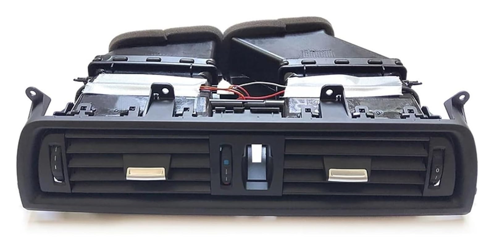 Salida Aire Rejilla para BMW Serie 5 F10 F11 F18 Consola Delantera Tablero Aire Acondicionado Cromado Conjunto Completo 64229166885 64229209136(Plain Black Assembly)