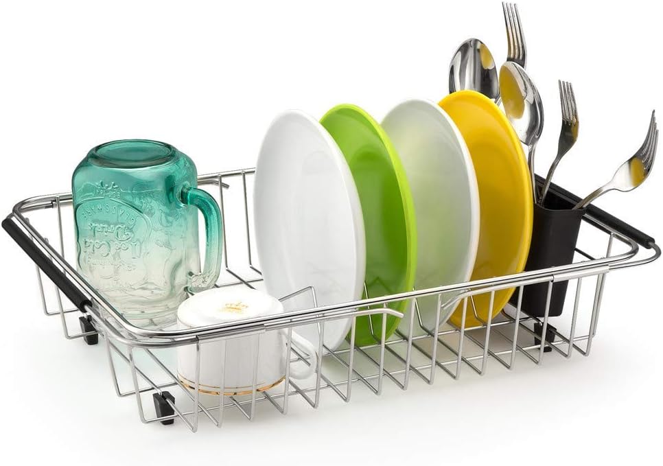 Slideep Expandable Dish Drying Rack, Stainless Steel Over