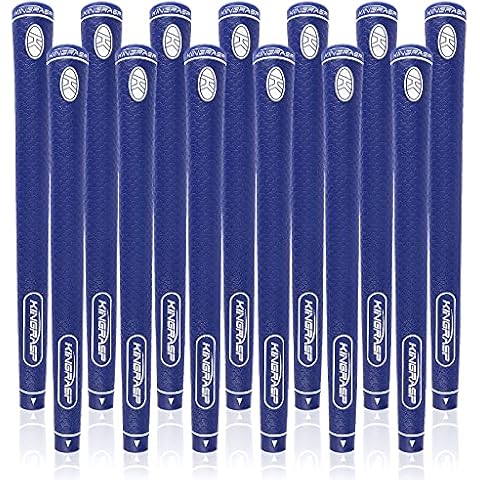 KINGRASP High Traction Rubber Golf GripsGolf Midsize Grips All Weather Rubber Golf Club Grips 13 Grips Kit Anti-Slip 4 Colors Optional(Dark Blue：Midsize) Cover