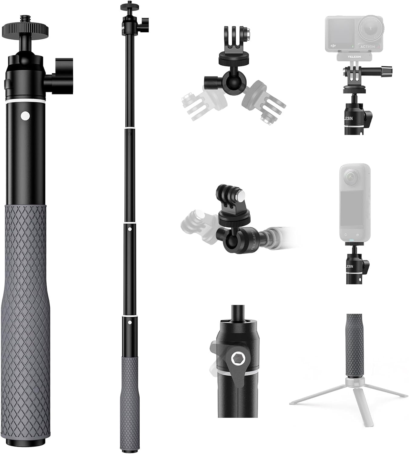 360° Waterproof Selfie Stick, 25.75" w Hand Strap, Underwater Dive Diving Extension Stick, Pole Monopod for GoPro Hero 12 11 10 9 8 7 6 Go Pro Max Mini Insta360 X3 GO3 DJI Action 3 4 Accessories