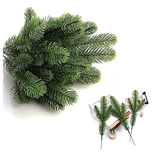 BUENTYA 30PZS Ramas de Pino Artificial de Navidad Ramas de Abeto Artificiales Plástico 28cm Ramas de Pino Natural Ramas de Pino Falsas para Adornos Navideños, Guirnalda, Decoración Árbol, Manualidades