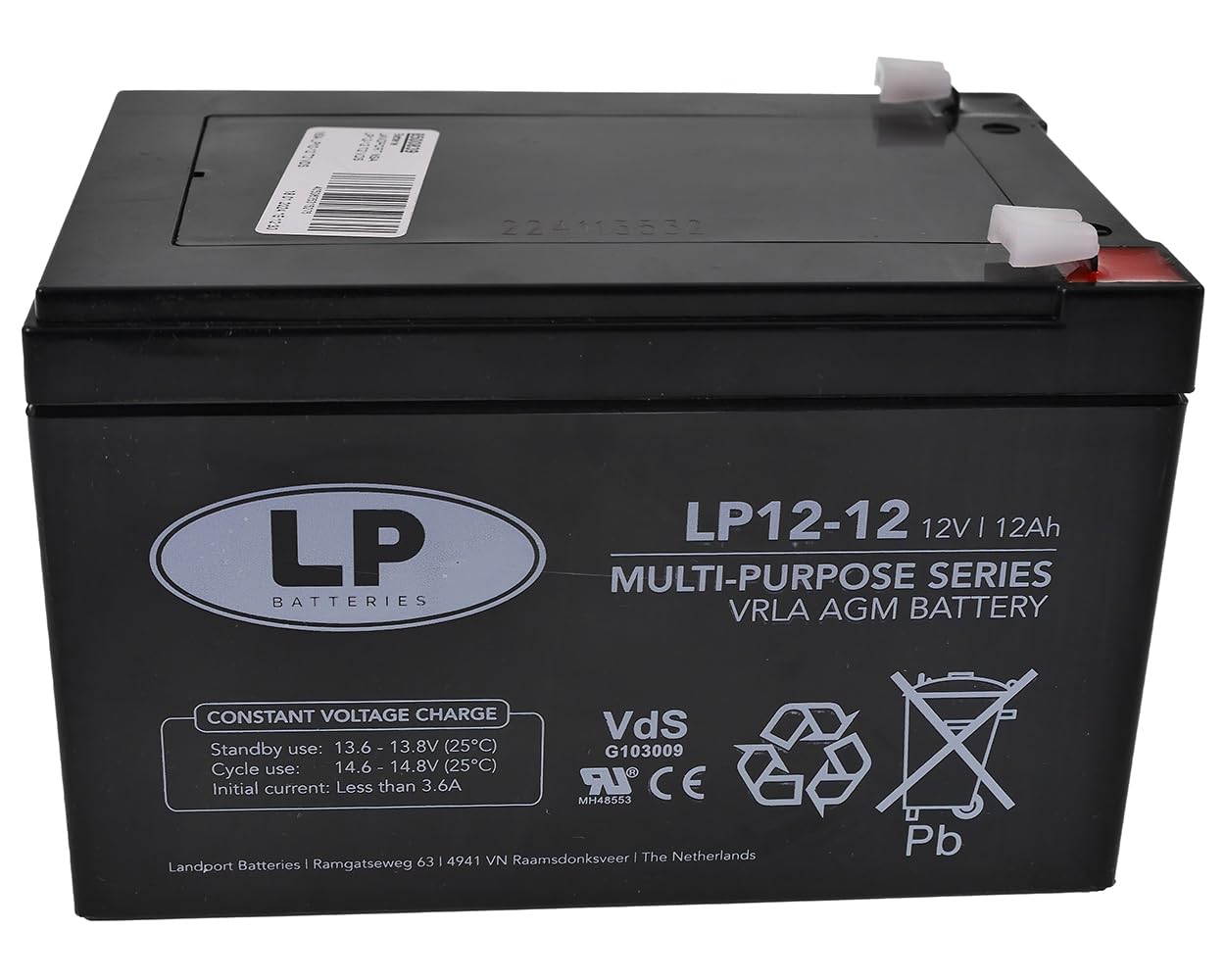LANDPORT Batterie NSA LP12-12 T2 VDs 152x98x95mm 12V 12Ah kompatibel für Alarmanlage, USV, Blei Gel Akku, Rolladen Antrieb, Dachrollo, Sicherheitssysteme