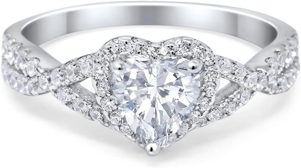 Genuine Heart Shape Moissanite Engagement Ring Promise Wedding Anniversary Ring 2.0 Carat for Women Wife Lover Size 3-15