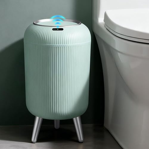 Miniatura 8 de Cubo de Basura de Baño Automático Sin Contacto, Bote de Basura Inteligente con Sensor de Movimiento de 3 Galones y Tapa Eléctrico, Mini Cubo de