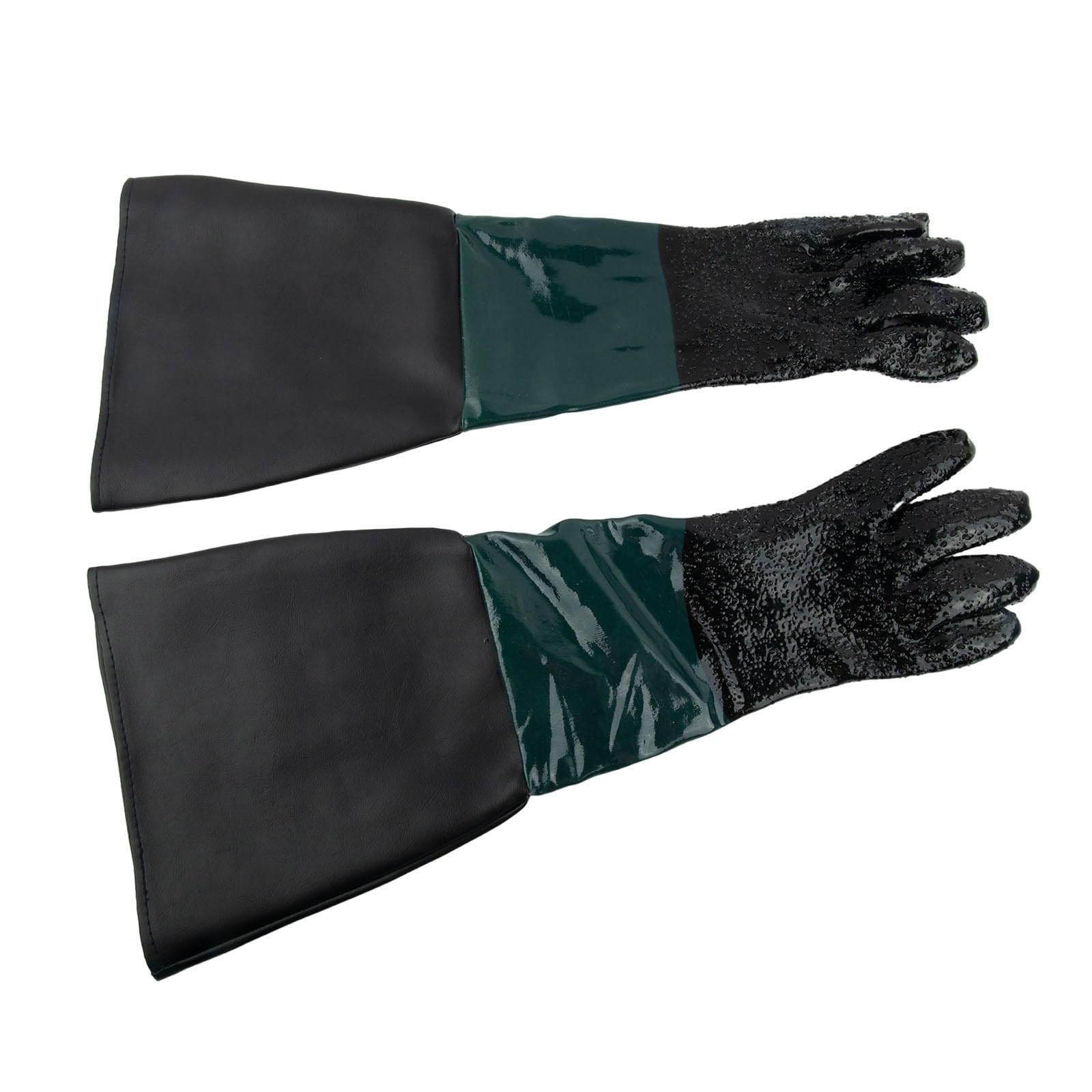 EasyByMall Gants de sablage de 60 x 30 cm, gants de travail robustes en PVC avec doublure en coton pour armoire de sablage, ensemble de 5 pièces avec pinces et supports