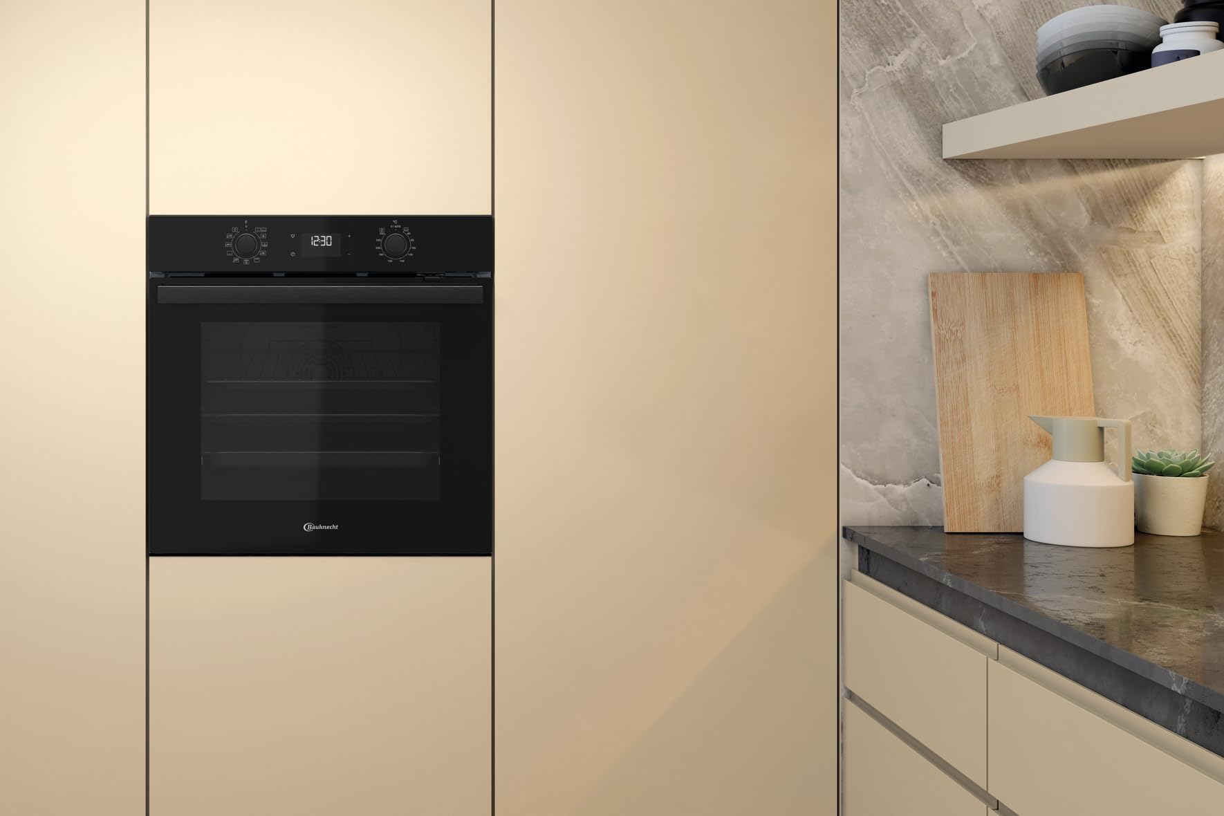 Bauknecht BBA285HU1K Einbau-Backofen 60 cm 71 l Heißluftbackofen 12 Funktionen PowerHeißluft Multi-Level-Kochen Pizzafunktion Schwarzglas