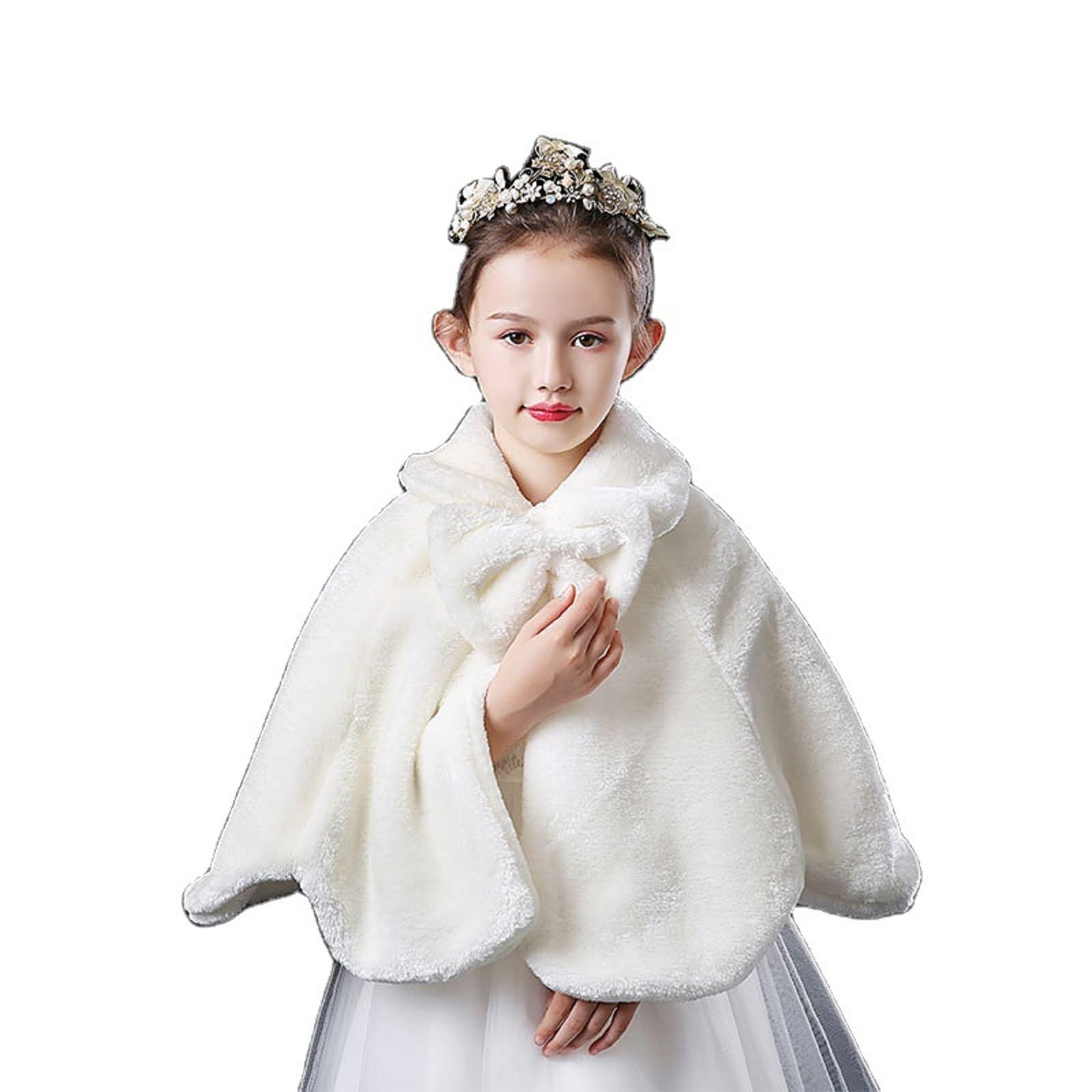 Amosfun Prinzessin Kunstpelz Bolero - Elegante Blumenmädchen Jacke Für Hochzeiten