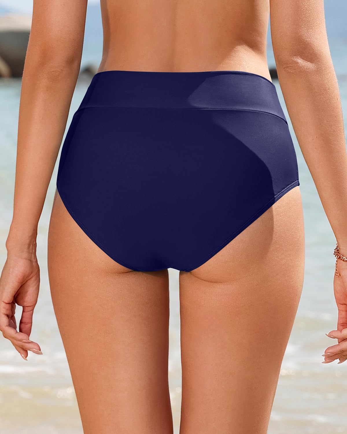 Women V Cut Full Coverage Bikini Bottom - High Waist Swim Bathing Suit Bottoms Cross V Front Swimsuit - Image 2