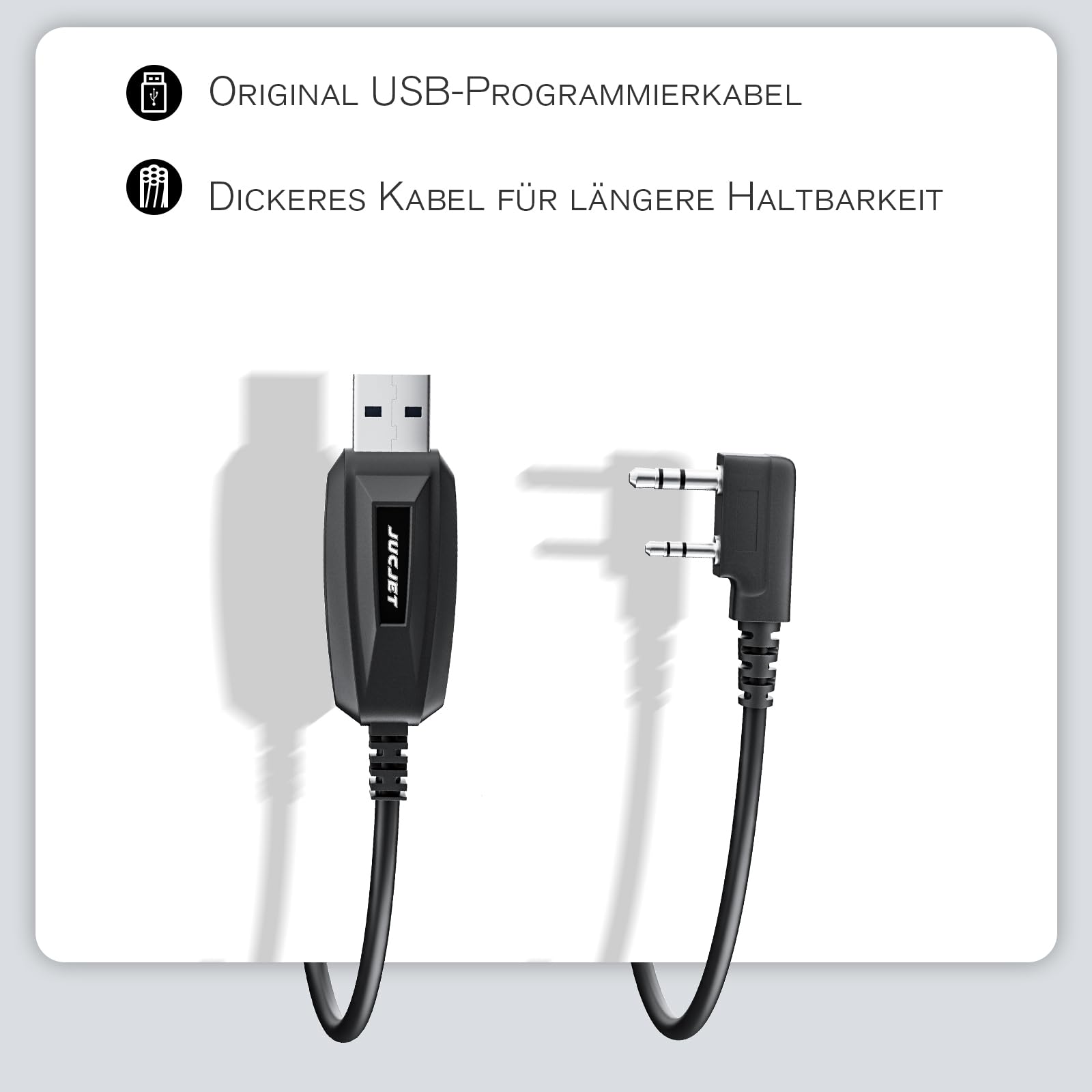JUCJET Walkie Talkie Cavo di programmazione USB a 2 pin, compatibile con radio Baofeng serie JUCJET UV-5R UV-5RE BF-88E BF-888S Sistema informatico compatibile WinXP / Win7 / Win8 / Win10 (1 pezzo)
