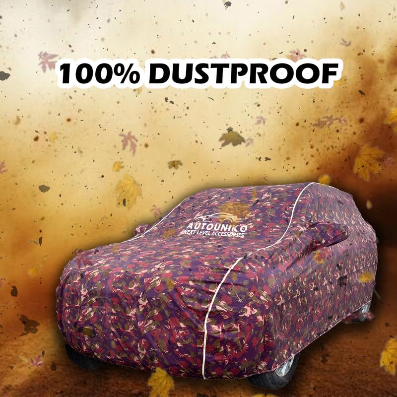Image of Waterproof Car Body Cover Compatible with Jeep Compass with Mirror and Antena Pocket and Soft Cotton Lining (Fully Bottom Elastic Triple Stitched) (RED Army)