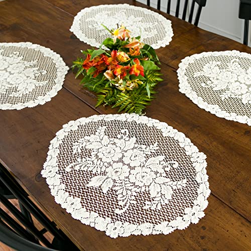 Heritage Lace Lot de 4 Sets de Table Motif Rose Victorienne 33 x 50,8 cm Écru