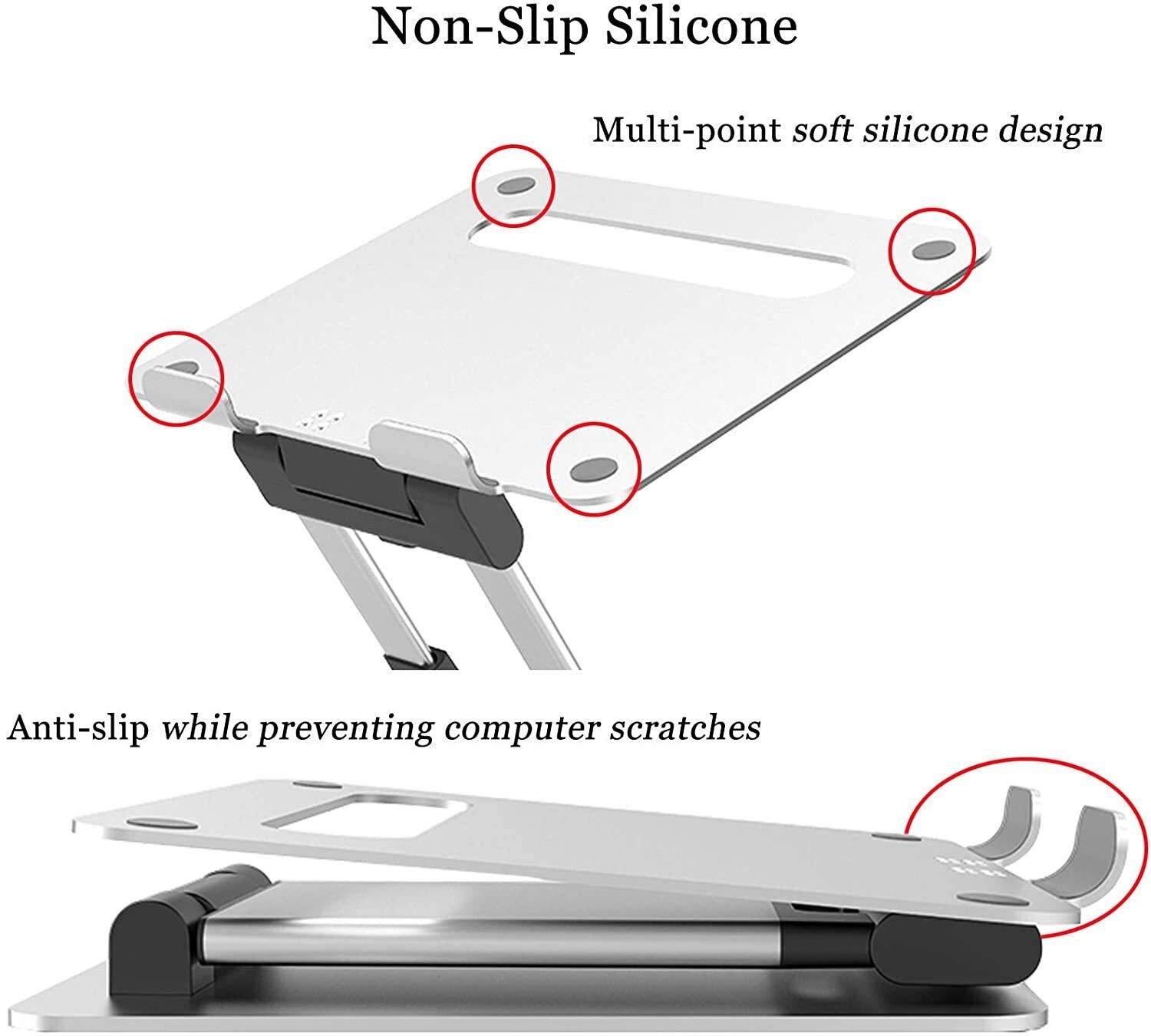 Podstawka do laptopa Biurko Rozkładany Podstawka do laptopa Regulowana wysokość Kąt aluminium Uchwyt komputera Uchwyt na notebooka Z antypoślizgowym silikonem Składany Ergonomiczny Kompatybilny z 11''
