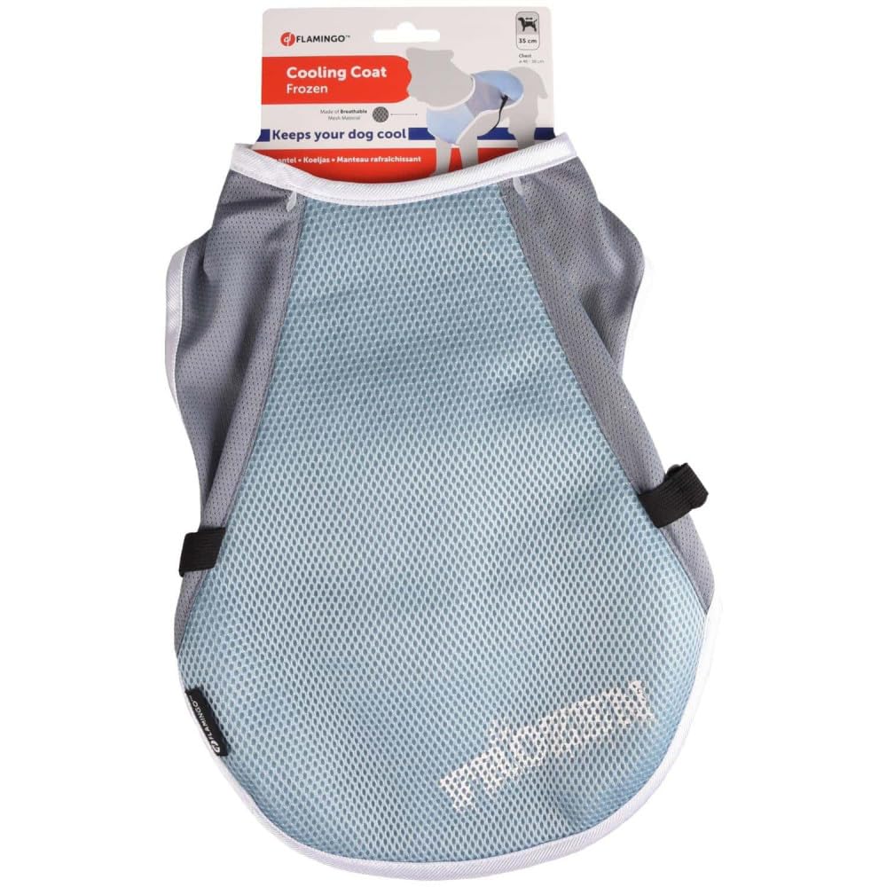 Hundemantel - Kühlmantel Frozen blau grau M - 35 cm - wasserabsorbierend - verstellbar - Klickverschluss