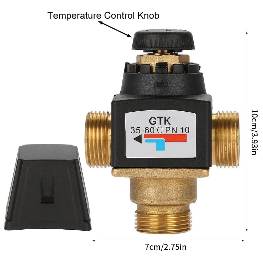Boaby Water Heater Mixing Valve, Brass, Thermostatic Mixer Valve for Shower Temperature Control DN20(G3/4) Male Thread, 3 Way - Image 4