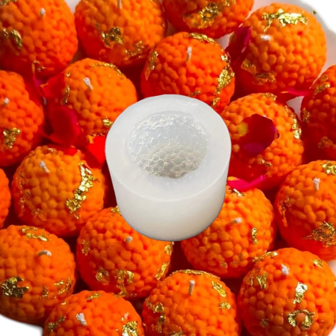 YATHAKATHA - Motichoor Laddu Shape Silicone Candle Making Mould Ladoo Dessert Sweet Making Wax Moulds for Chocolate Cake Decoration Fondant Molds Resin Art & Craft Making Mold 4