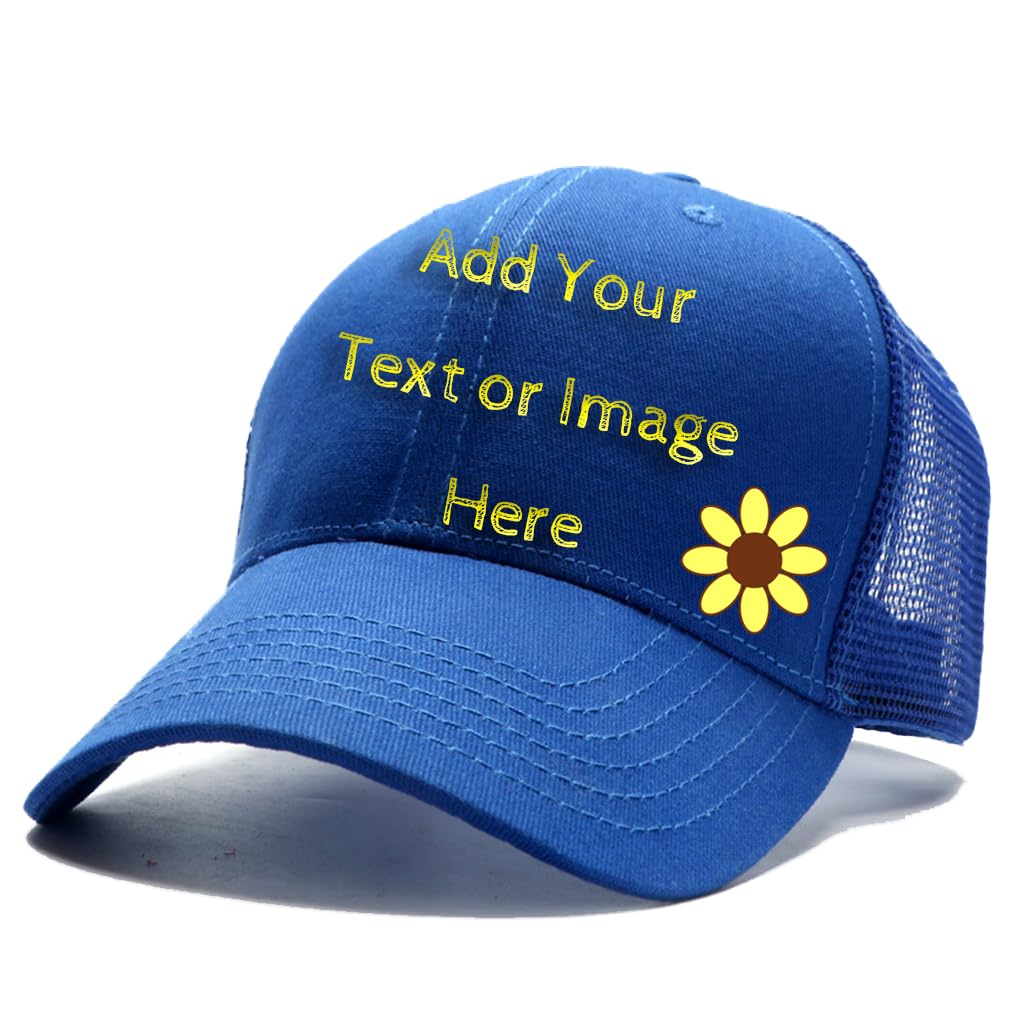 Custom MESH Back Baseball Cap, Royal Blue Trucker Hat, Adjustable Cap for Best King Man Women Black Hats, Your Design Here