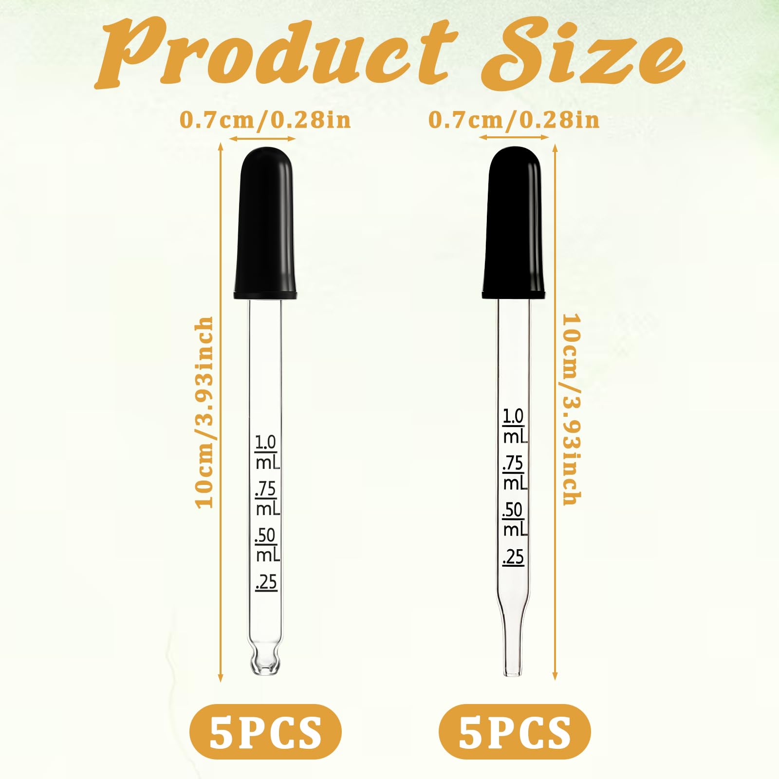 10 stuks 1 ml glazen pipet, siliconen vloeibare druppelaar, glazen