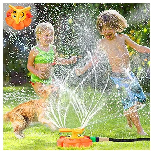 Water Sprinkler for Kids Toddlers Sprinklers with Roating Spray Nozzles Attaches Garden Water Hose Outdoor Play Outside Toys 1-3 2-4 Summer Backyard Lawn Game Yard Water Toy for Kids 3-5 4-8 Boy Girl