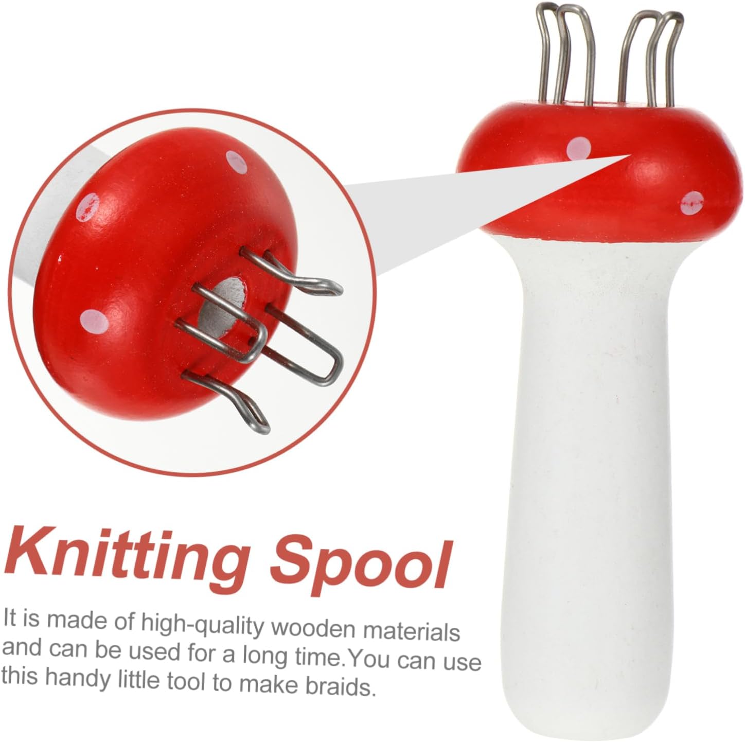 OSALADI 2pcs Mushroom Shaped Knitter Tool for DIY Craft Durable Yarn Rope Maker with Needle for Knitting Jewelry Beads Lace Cord and Various Yarn Types