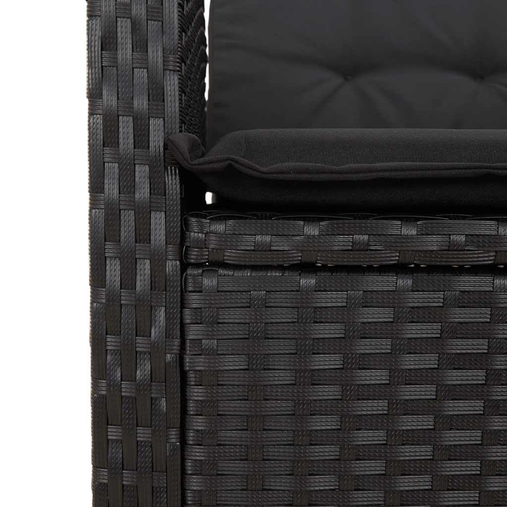 Fengshui Ławka ogrodowa z regulowanym oparciem, rattan PE czarny