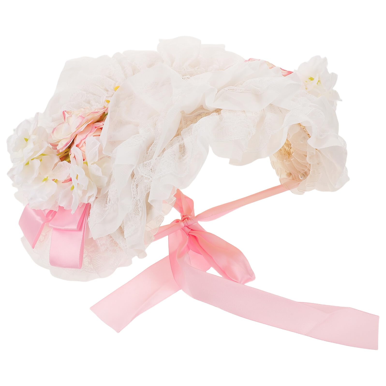 Sombrero de Paja Lolita con Encaje Victoriano Gorro de Playa para Niñas Sombrero de Verano para Fiestas de Té Protección UV Floral