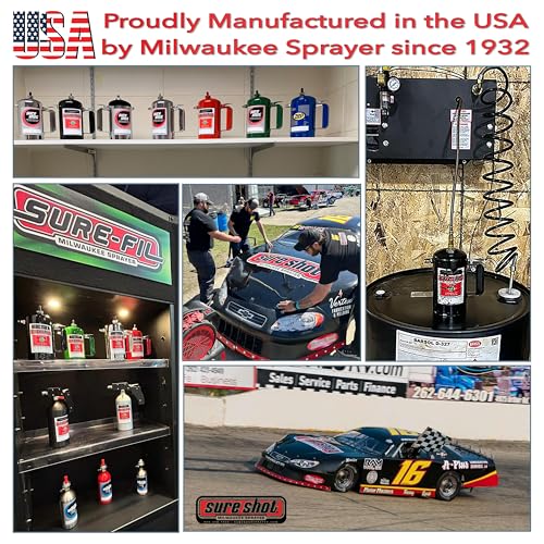 SURE SHOT A1000G 1-Quart Non Aerosol Sprayer - Refillable Pressurized Sprayer Can for Oil, Solvent, Degreasers, Lubricants - Rechargeable Steel Canister with Brass Nozzles - Made in The USA - 32oz.
