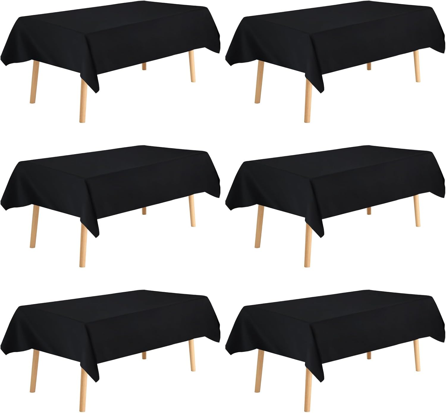 Fixwal Black Table Cloth, 6pcs 60x84, 4 Feet Rectangle