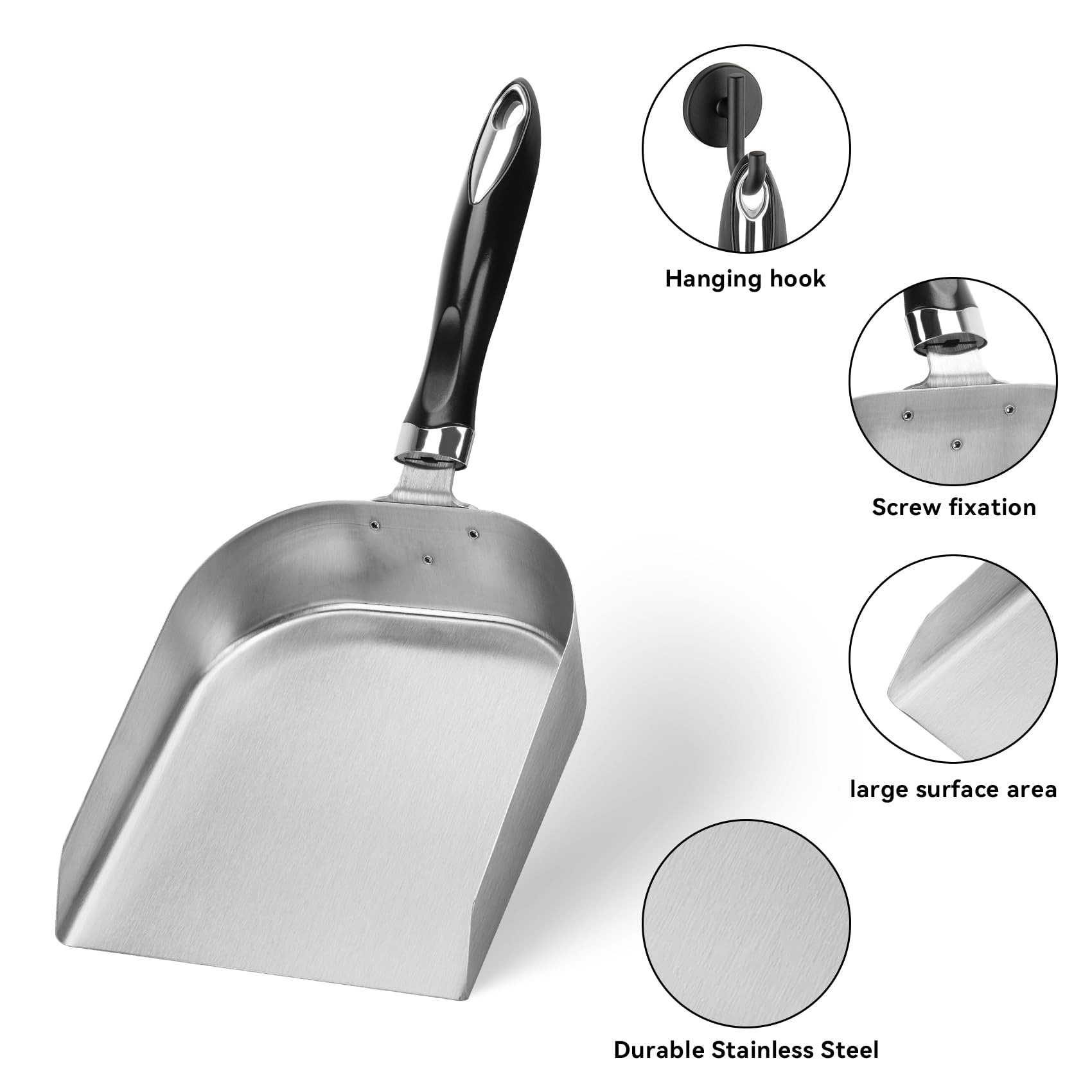 onlyfire Pelle Multi-Usages en Acier Inoxydable 19x18cm, Spatule Cuisine et Plancha, Accessoire Barbecue avec Manche Résistant à la Chaleur, Ustensile INOX pour Griddle et Teppanyaki