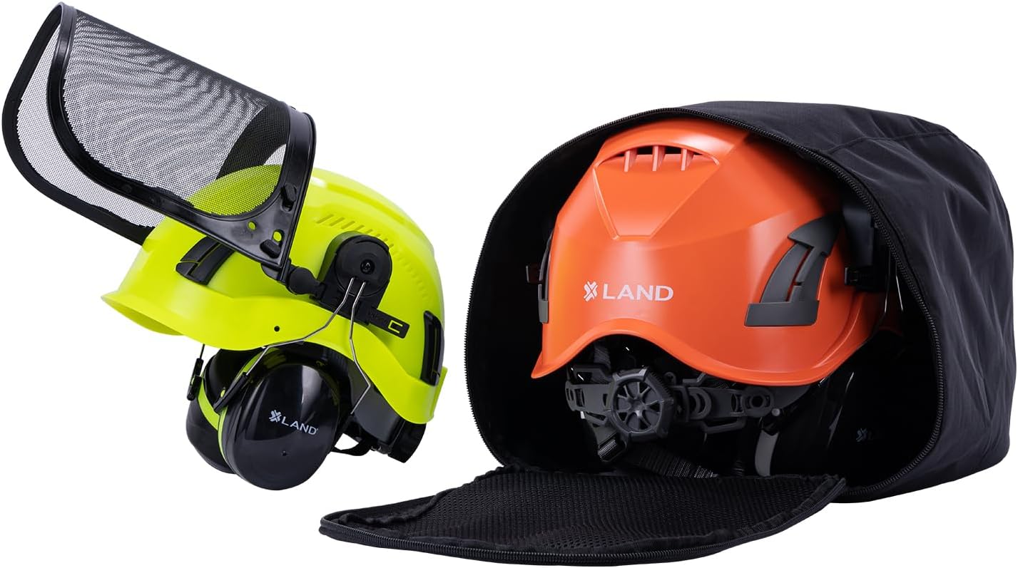Land Helmets EcoPro Forestry Kit - ANSI Z89.1 Type I Class C Vented - Forestry Helmet Kit with Faceshield & Earmuffs - 3 in 1 Helmet Kit - Ideal for Arborists