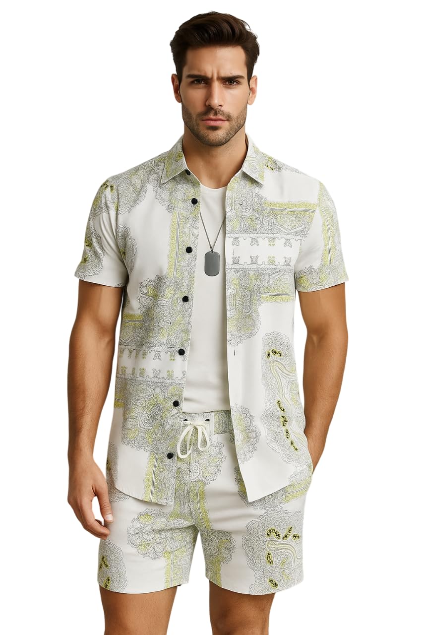 Men's Nightwear || Mens Printed Night Suits || Night Suit Co-Ord Set for Mens Green-image-45