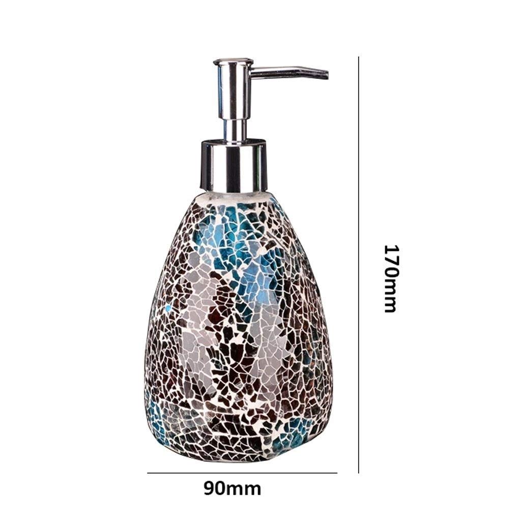 Distributeur Savon Mosaïque de Verre Crack modèle Distributeur de Savon Emulsion Distributeur de Pompe en Plastique chromé 3 Couleurs en Option (460ml) Distributeur pour Savon à Main(A)