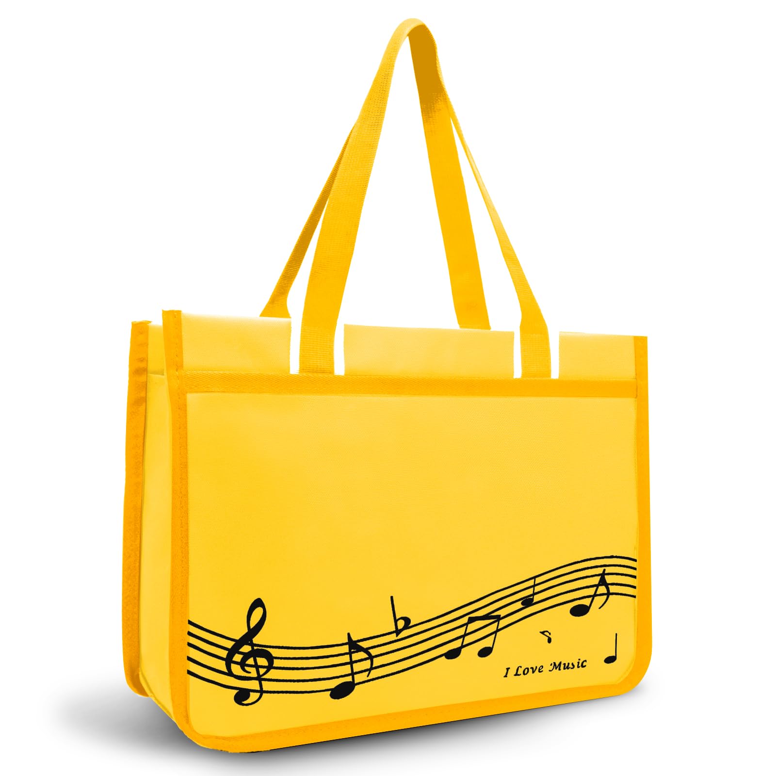 BestSounds Piano Bag, Zipper Waterproof Music Book Tote Bag Piano Accessories for Women Gifts for Musicians (Yellow Music)