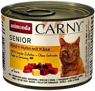 Carny Katzen Nassfutter Senior Rind + Huhn + Käse (6 x 200g), Katzenfutter nass von animonda ohne Getreide und Zucker für Katzen ab 7 Jahren mitfrischen und fleischigen Zutaten product image