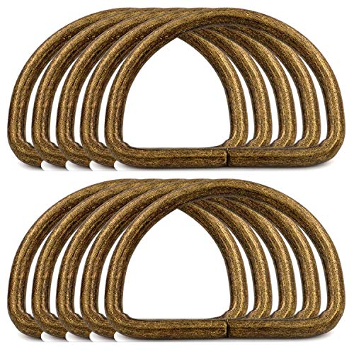 BIKICOCO Metal D-Rings Buckle, 2 Inch Non-Welded for Webbing Sewing DIY - Bronze - Pack of 10