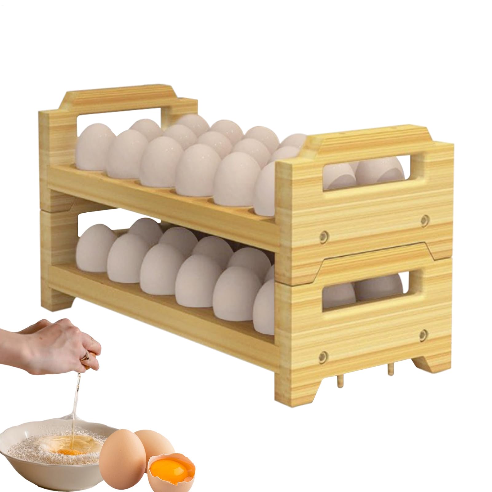Estantería rústica para huevos de gallinero – presentación decorativa de | madera apilable para encimera, decoración de cocina de granja, organización de huevos frescos, culinaria rústica