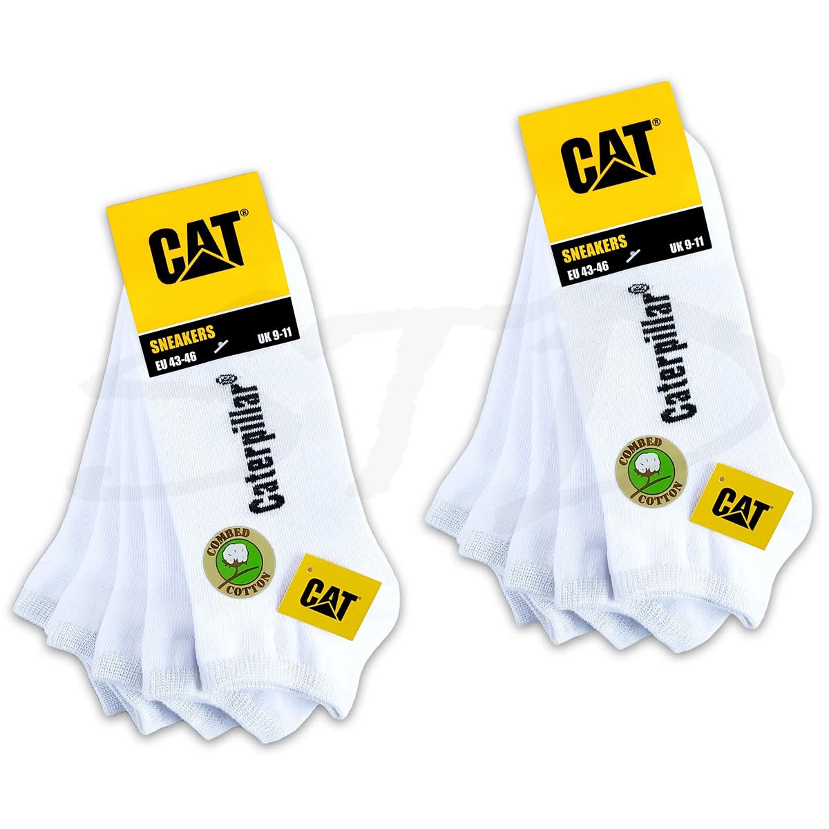 CAT 10 Paar CATERPILLAR SNEAKERS SNEAKER SOCKEN - ArbeitsSneaker atmungsaktive Füßlinge dünne Strümpfe mit optimaler Passform und nicht fühlbarer Zehennaht Knöchelhoch EU 39-42, 43-46, 47-50