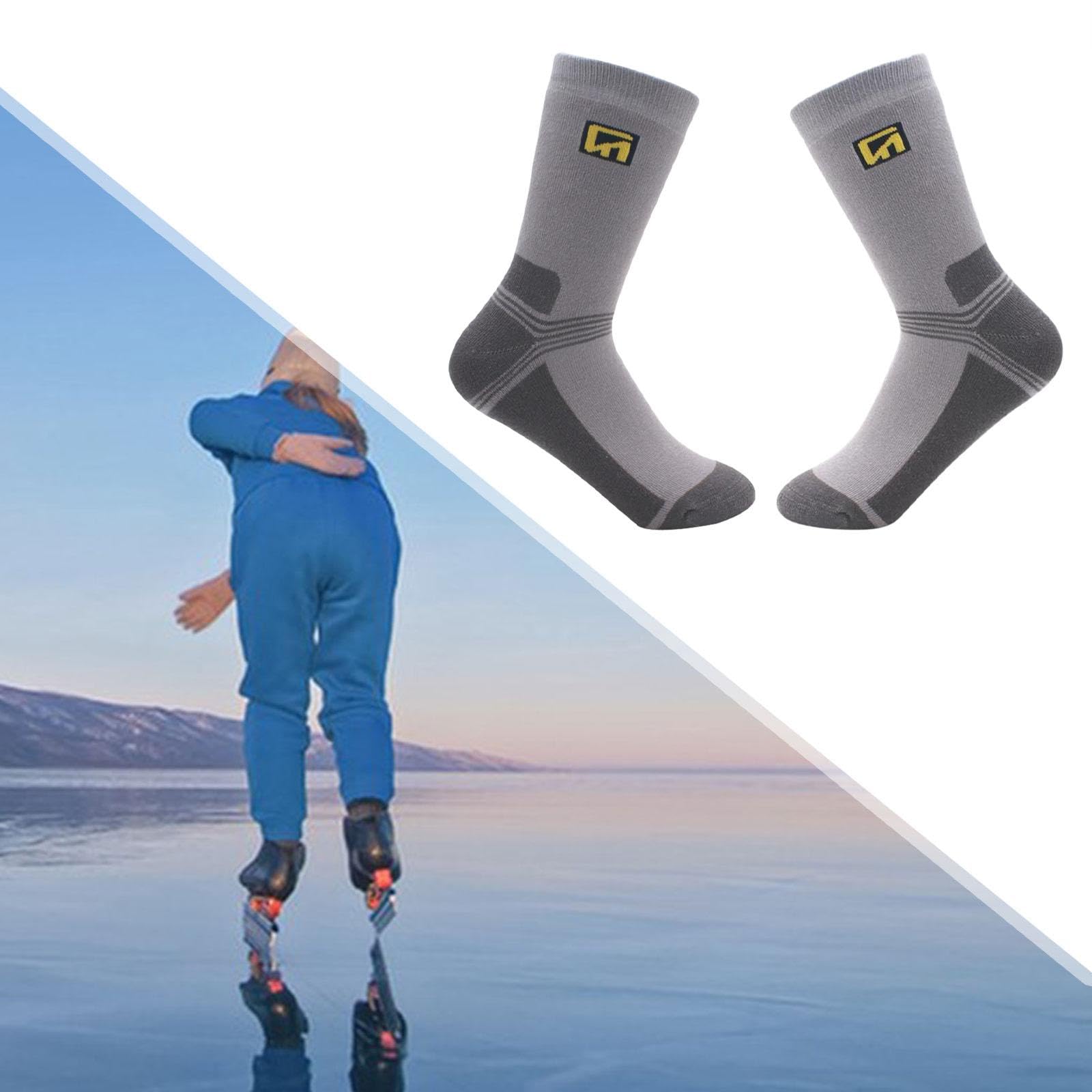 Colaxi Ice Skating Socks Figure Skating Socks Breathable Comfortable for Kids Children Elastic for Ice Skates Ski Socks Socks, Gray