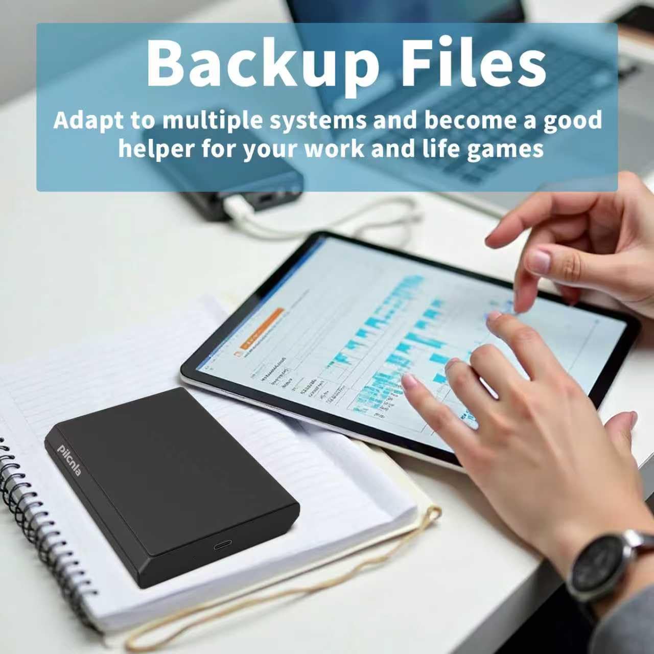 Portable External Hard Drive,USB-C,HDD USB 3.0,for Windows, Mac,Android,TV,Phone,Laptop,Desktop,PS4/5,Xbox One X/S, Xbox 360, Xbox Series X/S (HDD2-500G) — view 2