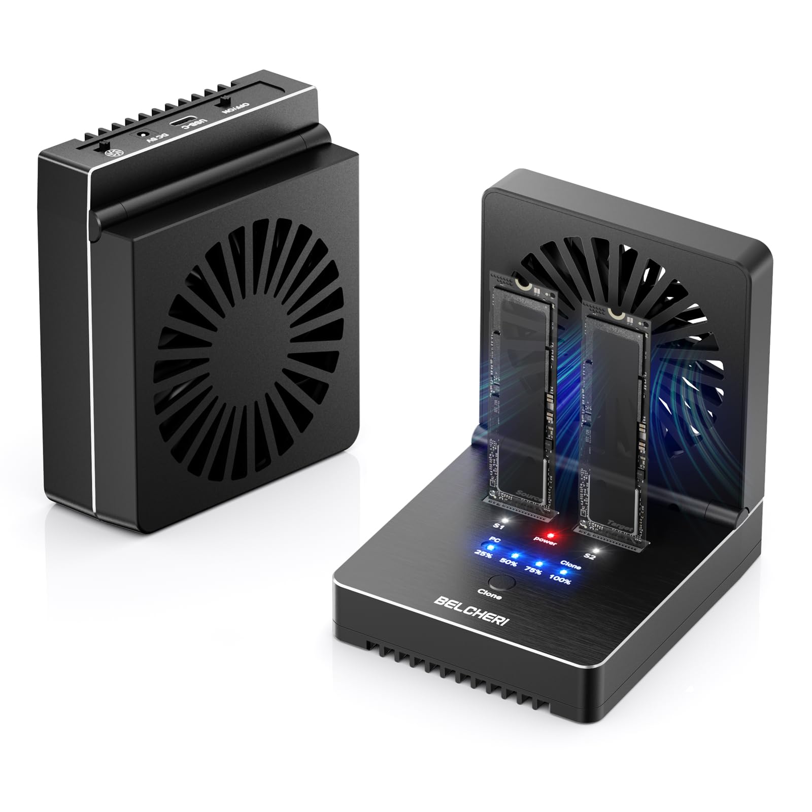 m.2 nvme sata ssd cloner dock con fan refrigerazione