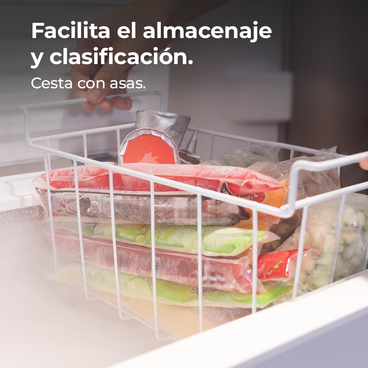 Cecotec Congelador Horizontal 99L Bolero CoolMarket Chest 99P White E. Cesta con Asas, Control Electrónico LED, UltraContact D-Cool, Dual Function, Puerta ZeroG (80º-30º), Fast Freezing, Compacto — view 10