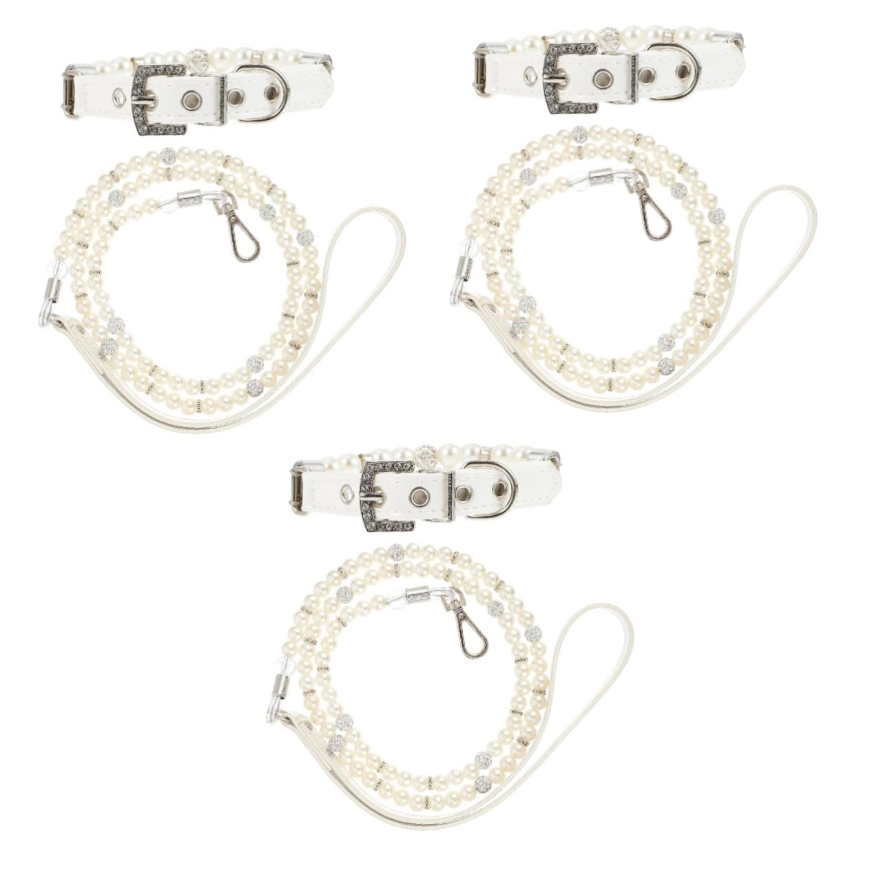 Collier et laisse perles pour chien Kisangel (6 pièces) chic