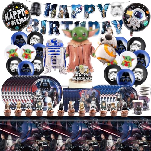 Luftballons Geburtstagsdeko 92PCS Partygeschirr Set Deko Geburtstag Pappteller Kindergeburtstag Banner Partyzubehör Tortendeko Party Deko Party Tischdecke Becher Geburtstagsdeko Mädchen