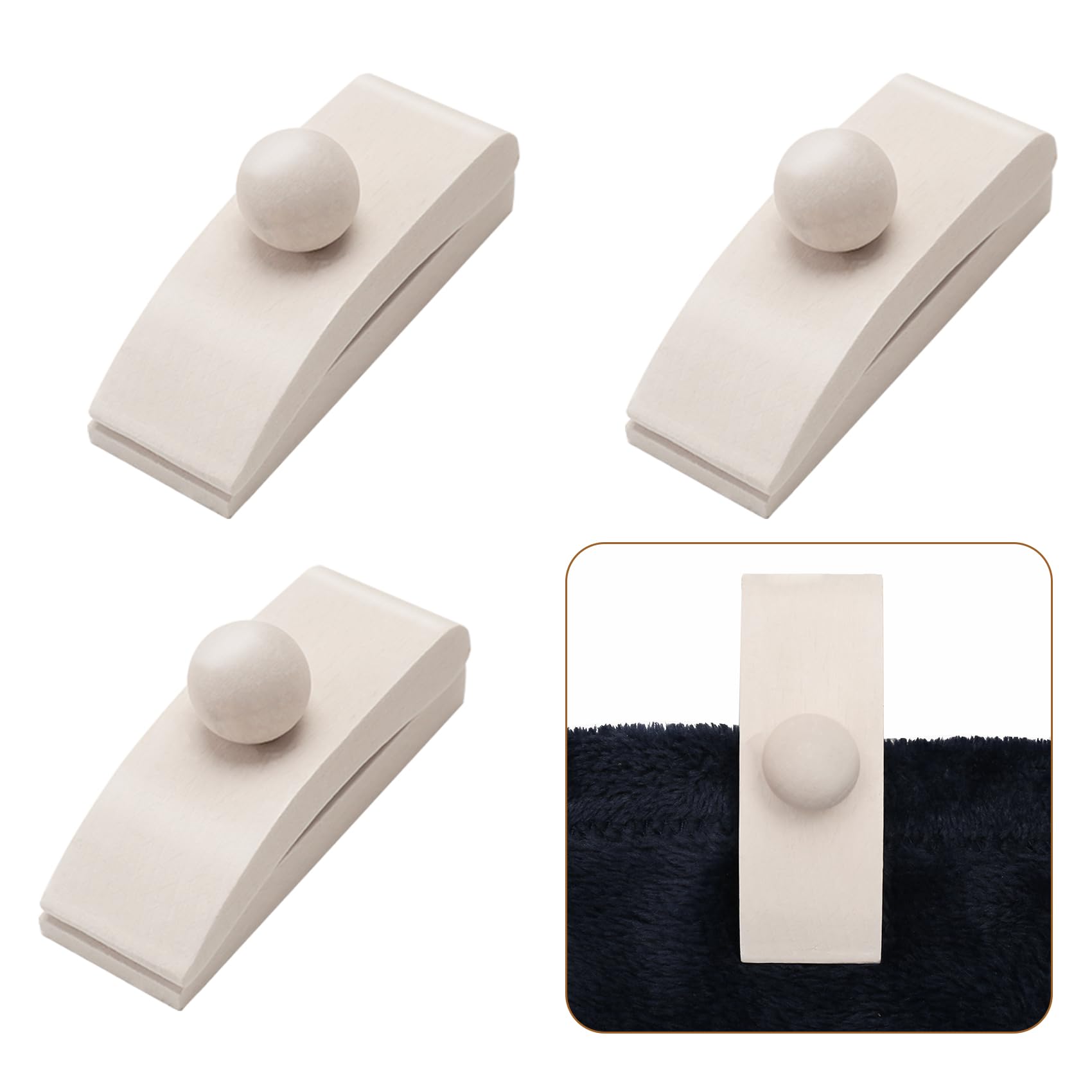 Povxlum 4 Pcs Tapestry Hangers Wood Quilt Wall Hangers Blanket Hanger Clamps, Carpet Rug Display, Wooden Wall Clips for Hanging (White)